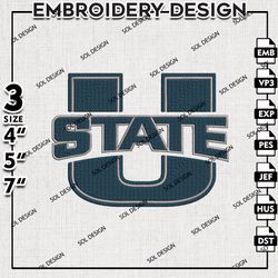 Utah State Aggies embroidery Files, Utah State Aggies machine embroidery designs, Ncaa Utah State, NCAA logo embroidery