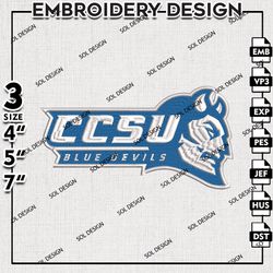 Ncaa Central Connecticut Blue Devils embroidery Files, CCSU Blue Devils machine embroidery, NCAA logo embroidery