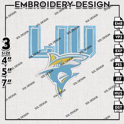 Long Island University Sharks embroidery Designs, Long Island University Sharks embroidery, LIU Sharks, NCAA embroidery