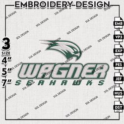 Wagner Seahawks embroidery Designs, Wagner Seahawks embroidery, Ncaa Wagner Seahawks embroidery, NCAA embroidery