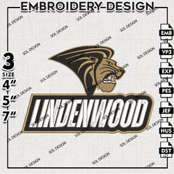 Lindenwood Lions embroidery Designs, Lindenwood Lions machine embroidery, Ncaa Lindenwood Lions, NCAA embroidery