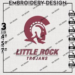 Little Rock Trojans embroidery Designs, Little Rock Trojans machine embroidery, Ncaa Little Rock Trojan, NCAA embroidery