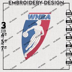 WNBA Logo embroidery Designs, WNBA Machine embroidery Design files , WNBA Basketball Logo, Machine Embroidery Designs