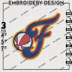Indiana Fever embroidery Designs, Indiana Fever Logo Machine embroidery files , WNBA Logo, Machine Embroidery Designs