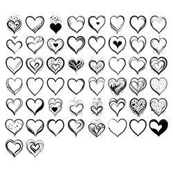 Love Heart Valentine Element Draw Black
