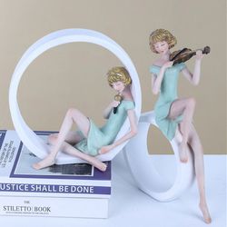 Nordic Creative Violin Girl Figures
