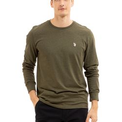 mens long sleeve crew tee - color:army heather