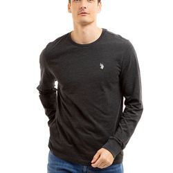 mens long sleeve crew tee - color:black heather