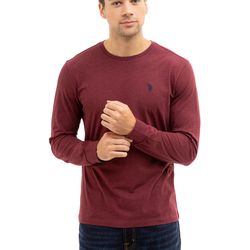 mens long sleeve crew tee - color:burgundy heather