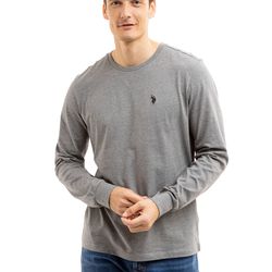 mens long sleeve crew tee - color:campus heather grey