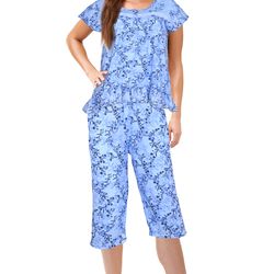 Sleepwear Soft Pajamas Sleep Nightshirts - Color:Blue Tropical