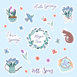Spring stickers | Spring clipart | printable | cricut design