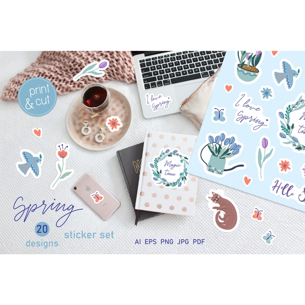 Spring File Editable Sticker Spring stickers | Spring clipart | printable | cricut design | Inspire ...