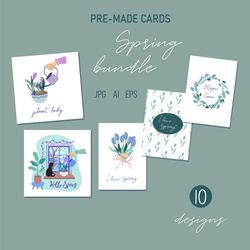 Springtime greeting cards printable | sublimation designs