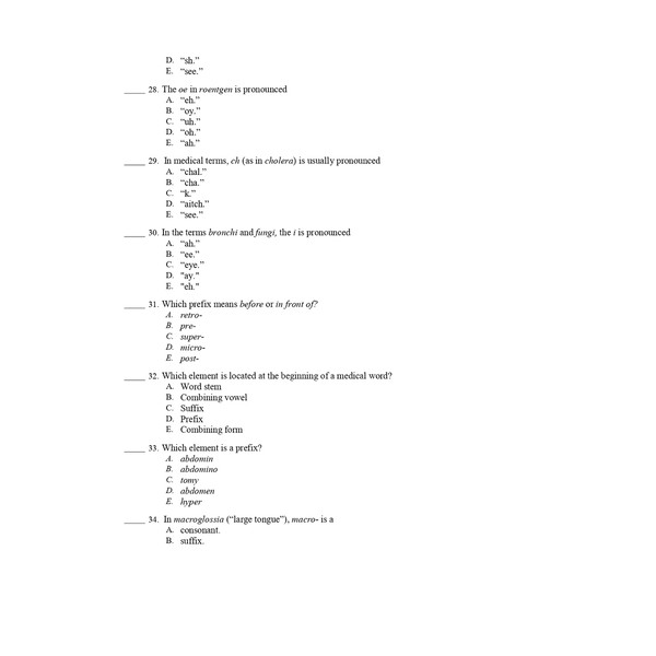 Test Bank Medical Terminology Systems- A Body Systems Approa