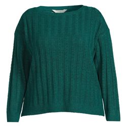 Terra & Sky Women's Plus Size Boatneck Sweater - Classic Emerald