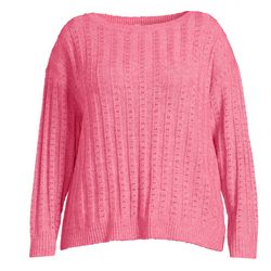 Terra & Sky Women's Plus Size Boatneck Sweater - Melon