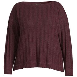 Terra & Sky Women's Plus Size Boatneck Sweater - Rustic Plum