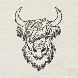 Highland Cow embroidery design 3 Sizes reading pillow-INSTANT D0WNL0AD