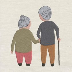 old couple embroidery design 3 sizes-instant d0wnl0ad