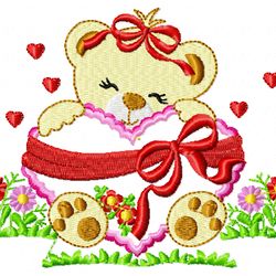 girl bear heart embroidery design-instant d0wnl0ad
