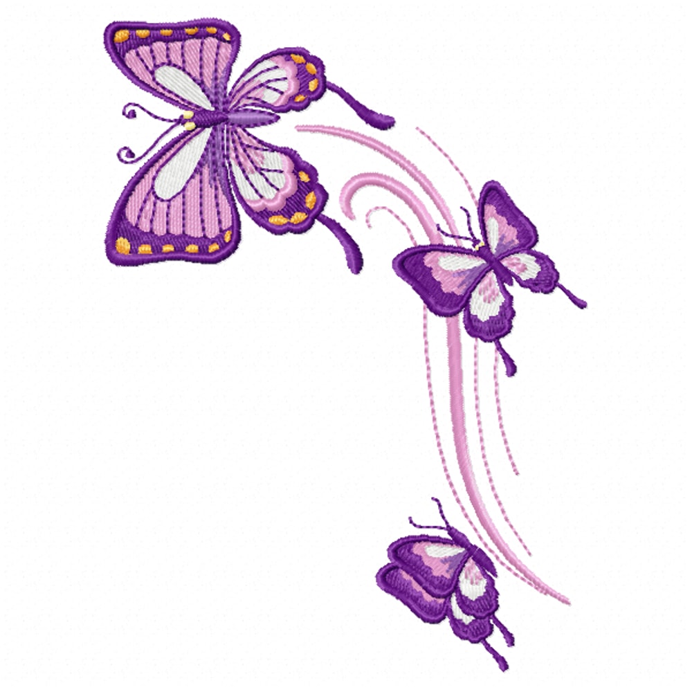 Three Butterflies Embroidery Design 3 SizesINSTANT D0WNL0AD 0