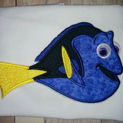 dory blue applique embroidery design 3 sizes -instant d0wnl0ad