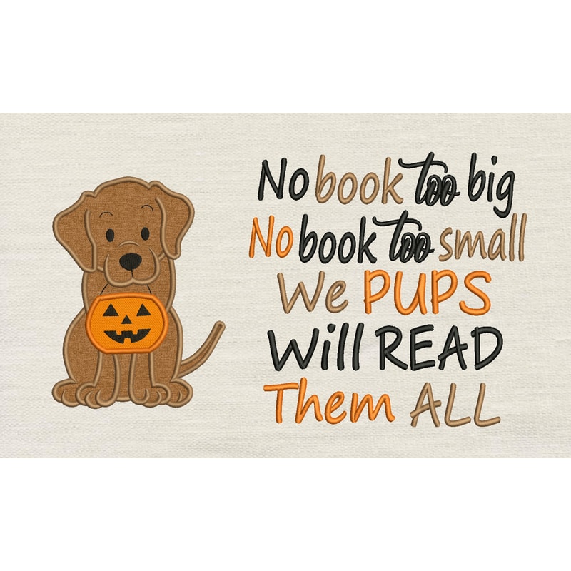 Halloween Dog With No Book Too Big 2 Designs Reading PillowINSTANT D0WNL0AD 0