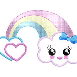 rainbow cloud embroidery design -instant d0wnl0ad
