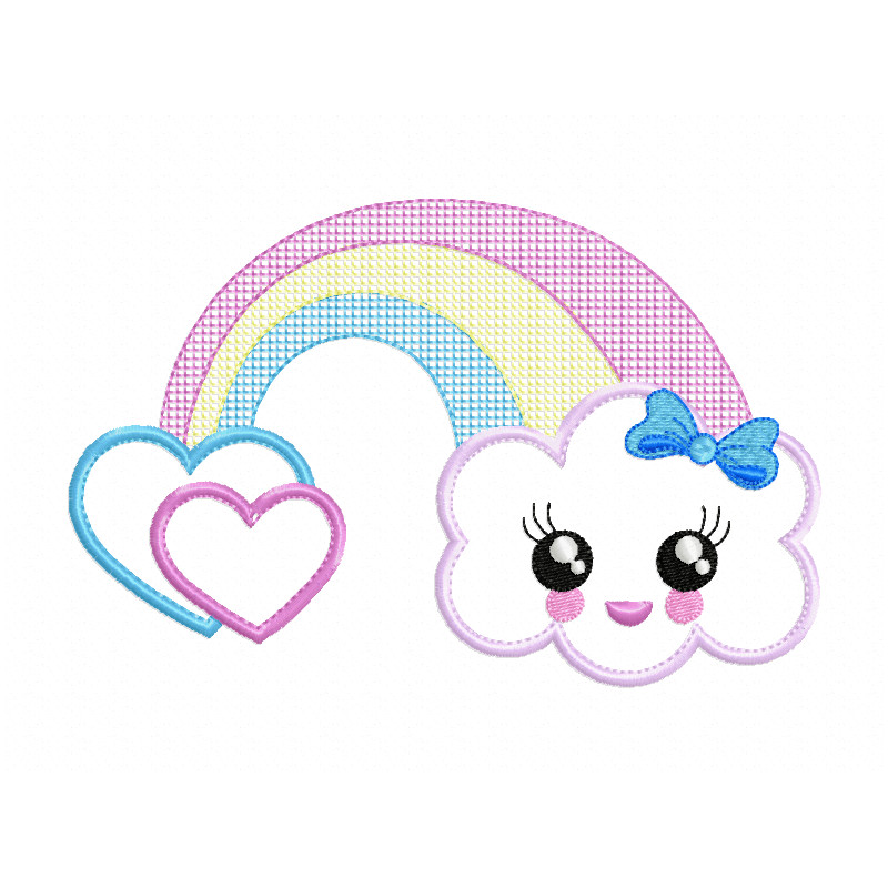 Rainbow Cloud Embroidery Design INSTANT D0WNL0AD 0
