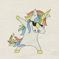 rainbow unicorn v2 embroidery design 3 sizes -instant d0wnl0ad