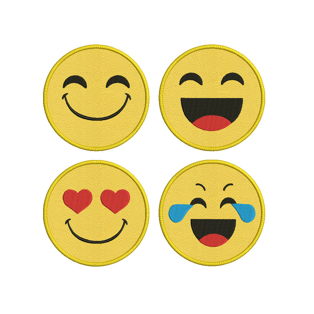 Emoji Coasters In The Hoop Embroidery 4 Designs 3 Sizes INSTANT D0WNL0AD 0