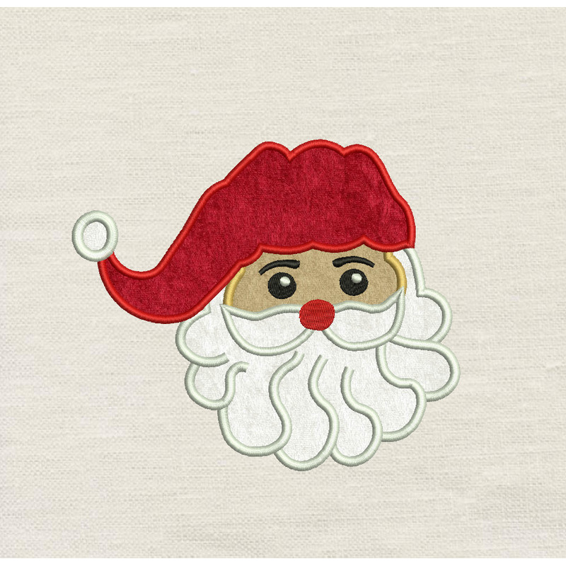 Santa Face Applique Embroidery Design 3 Sizes INSTANT D0WNL0AD 0