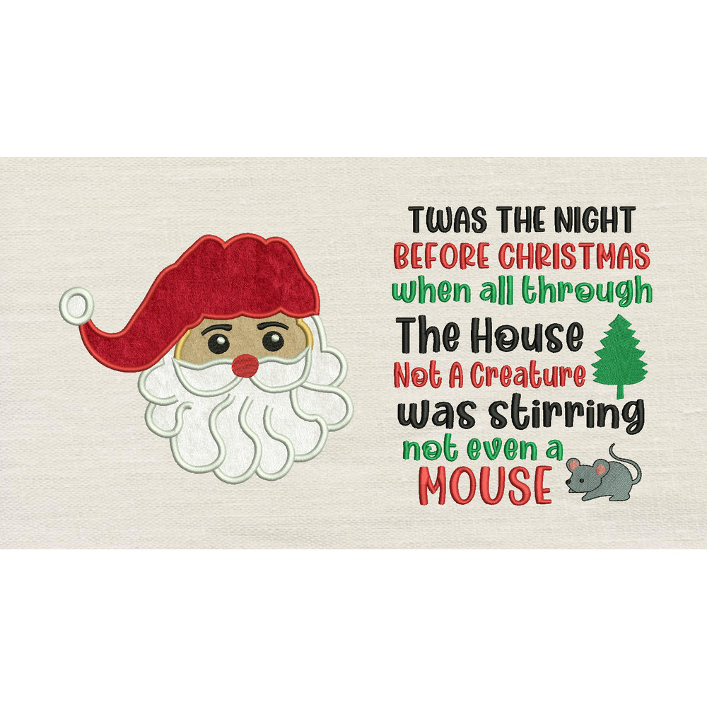 Santa Face Applique With Twas The Night 2 Designs Reading Pillow 0