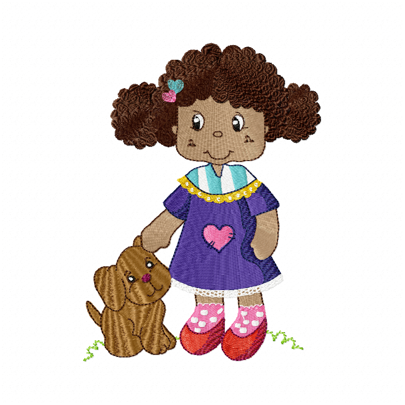 Girl And Dog Embroidery Design INSTANT D0WNL0AD 0
