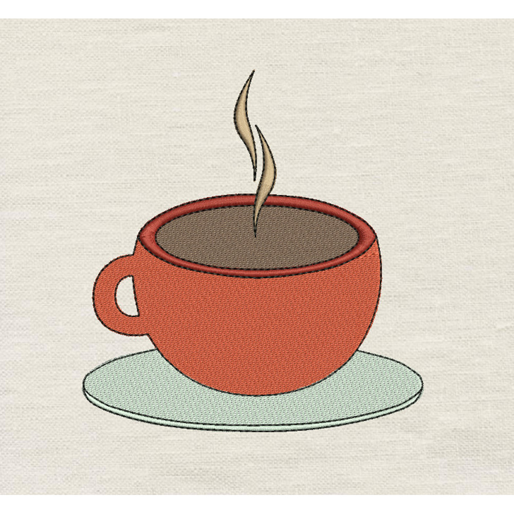 Coffee Cup Embroidery Design 3 Sizes INSTANT D0WNL0AD 0