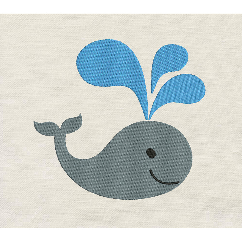 Whale Embroidery Design 3 Sizes INSTANT D0WNL0A 0