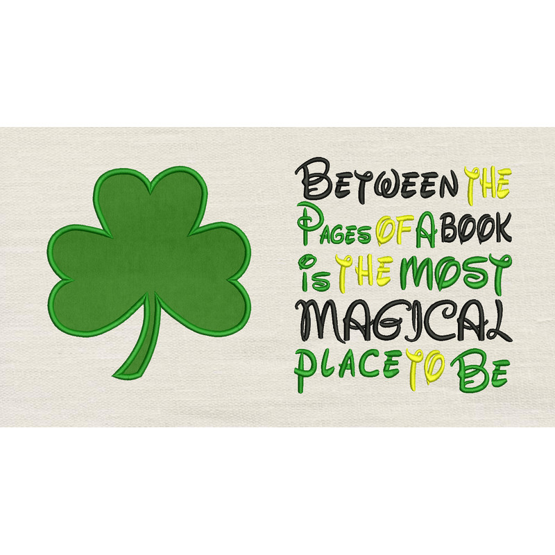 Shamrock Applique With Between The Pages 2 Designs Reading Pillow 0