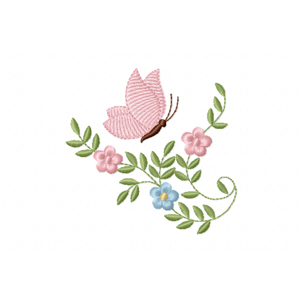 Flower Butterfly Embroidery Design INSTANT D0WNL0AD 0