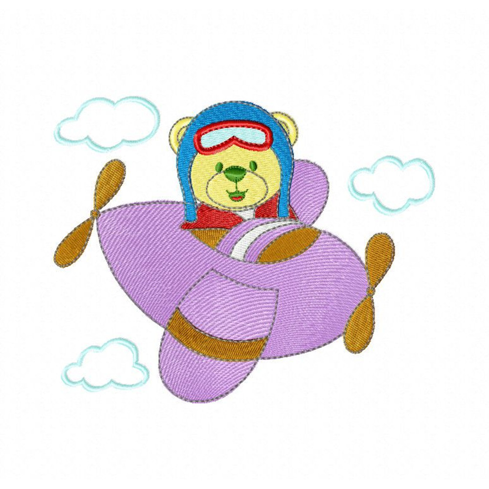 Flying Bear Embroidery Design INSTANT D0WNL0AD 0