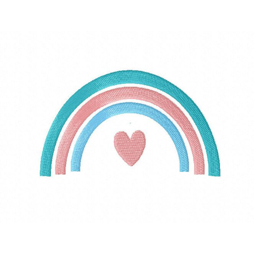 Rainbow With Heart Embroidery Design INSTANT D0WNL0AD 0