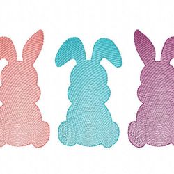 bunny trio embroidery design 3 sizes -instant d0wnl0ad