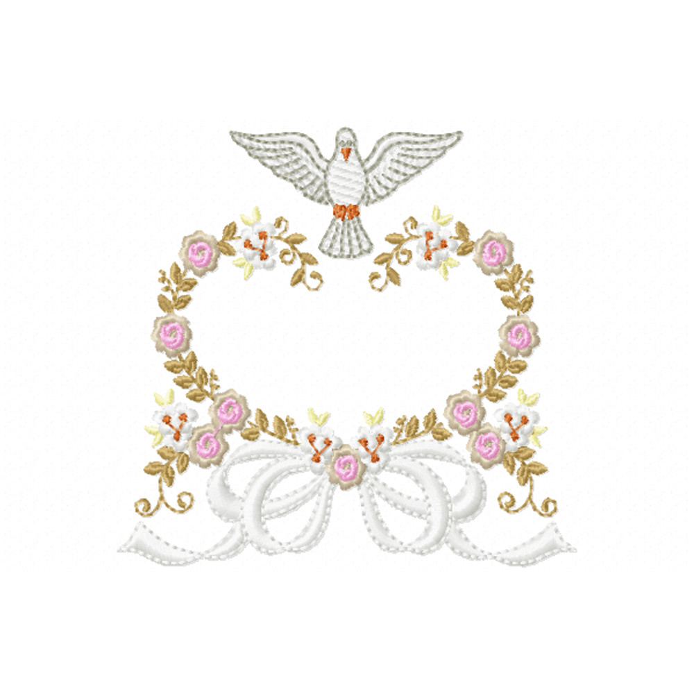 Dove And Flower Heart Embroidery Design INSTANT D0WNL0AD 0