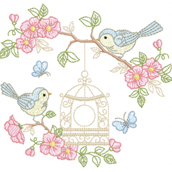 two blue birds embroidery design -instant d0wnl0ad