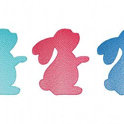 bunny trio embroidery design 3 sizes -instant d0wnl0ad 3