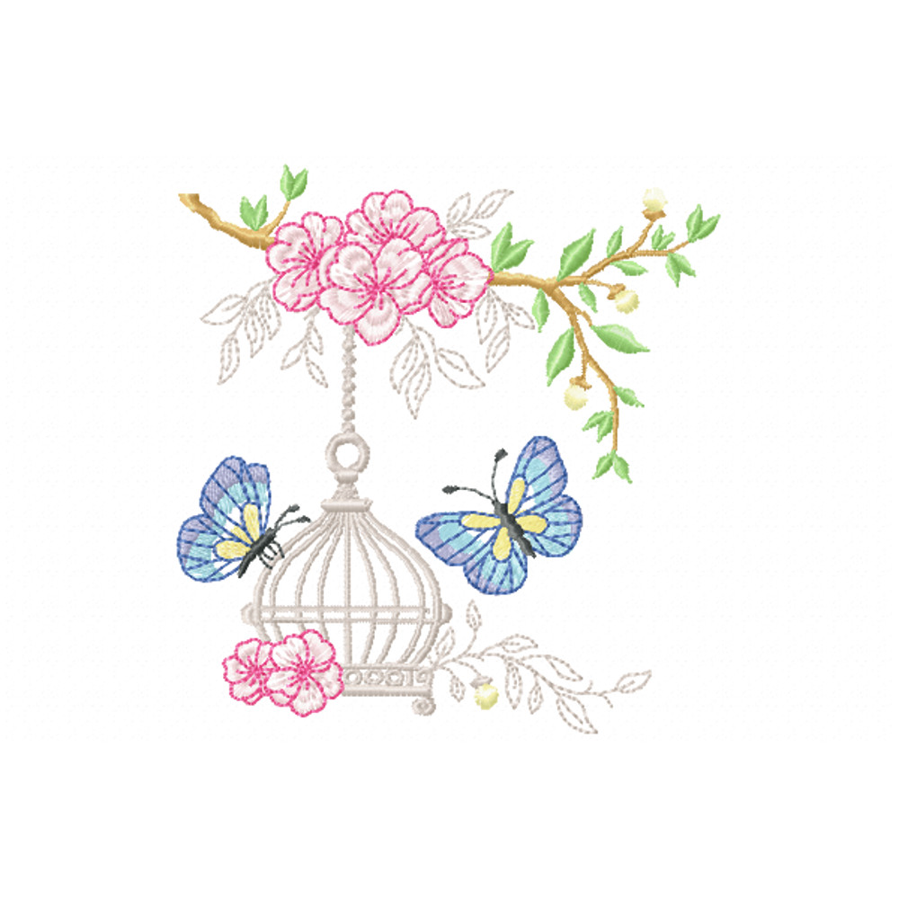 Butterflies Branch Embroidery Design INSTANT D0WNL0AD 0