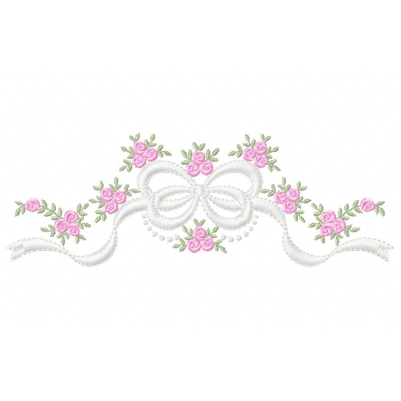 Bow Roses Embroidery Design INSTANT D0WNL0AD 0
