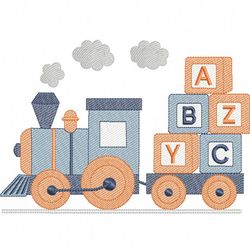 letter train embroidery design -instant d0wnl0ad