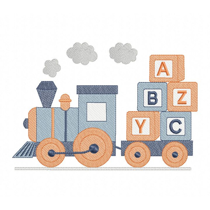 Letter Train Embroidery Design INSTANT D0WNL0AD 0