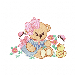 little bear girl embroidery design -instant d0wnl0ad 2